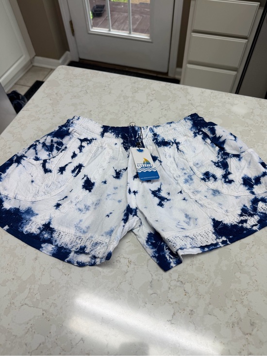 Seaspice Pants - Women’s Tie-Dye Navy & White Hybrid Shorts Elastic Waist medium Seaspice new